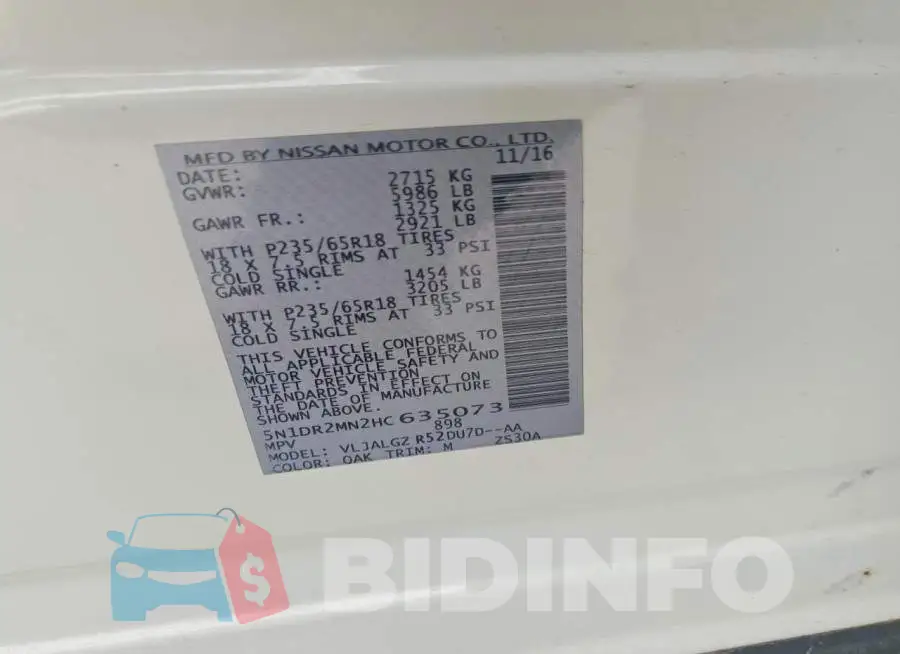 5N1DR2MN2HC635073 Photo# 12