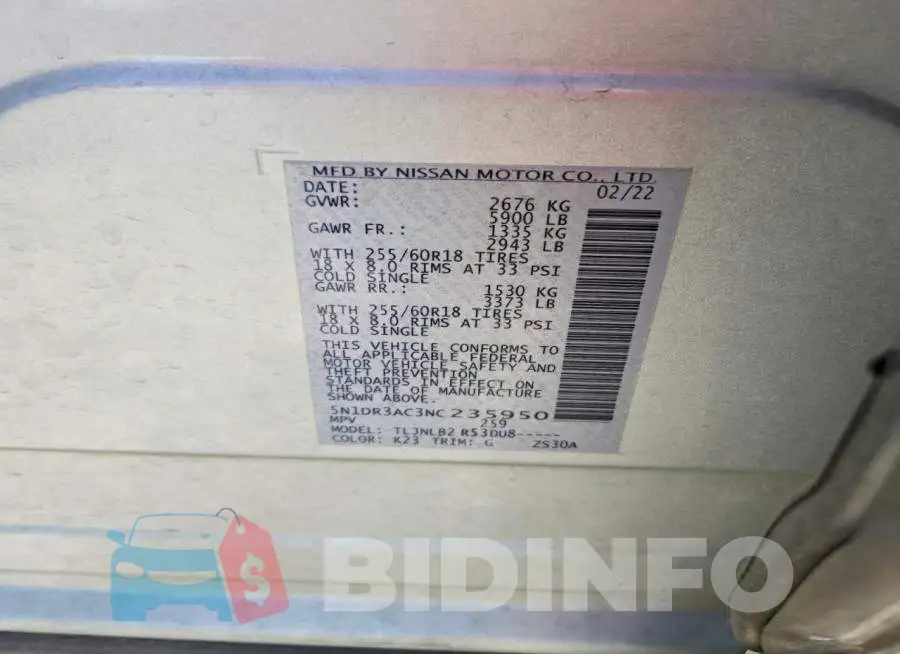 5N1DR3AC3NC235950 Photo# 13