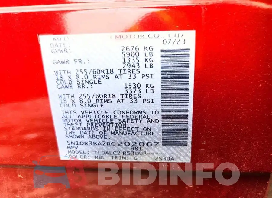 5N1DR3BA2RC202067 Photo# 13