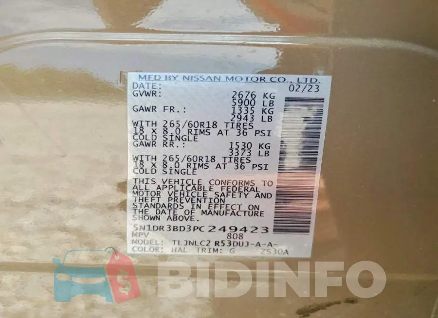 5N1DR3BD3PC249423 Photo# 14