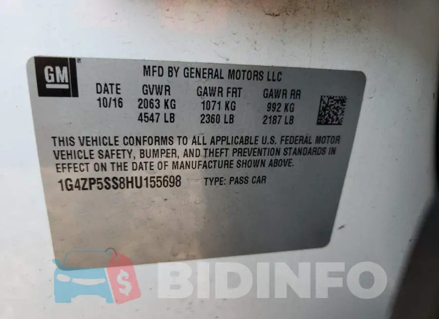 1G4ZP5SS8HU155698 Photo# 12