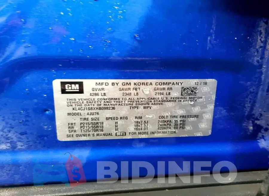 KL4CJ1SBXHB098236 Photo# 14