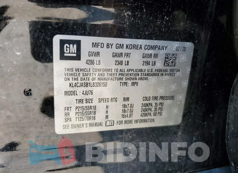 KL4CJASB1LB326150 Photo# 13