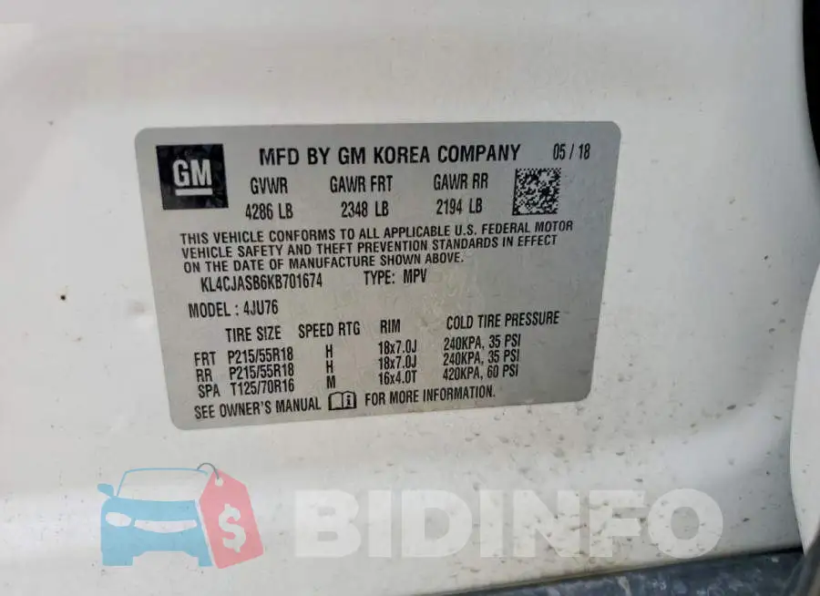 KL4CJASB6KB701674 Photo# 12
