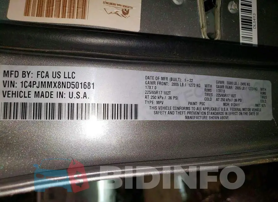 1C4PJMMX8ND501681 Photo# 13