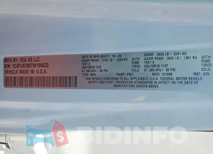 1C4PJXEN5TW194633 Photo# 13