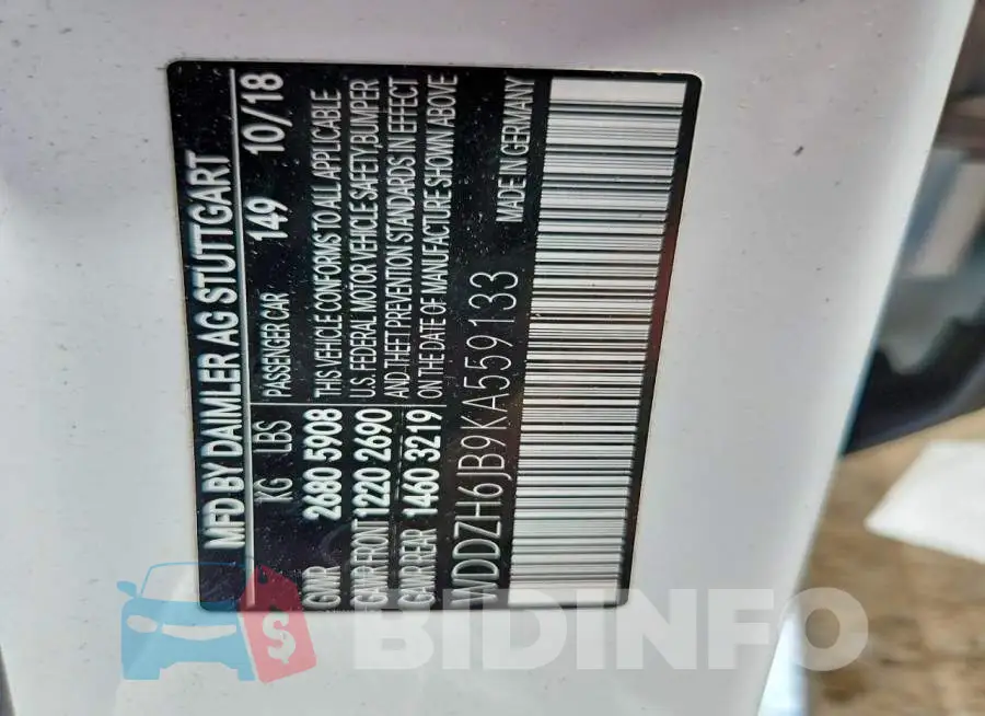 WDDZH6JB9KA559133 Photo# 13