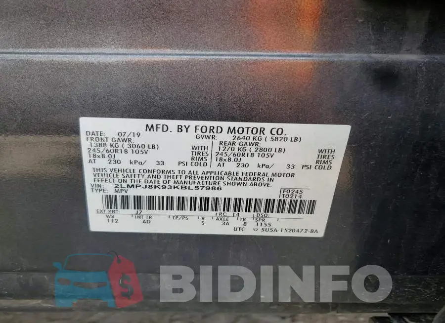 2LMPJ8K93KBL57986 Photo# 14