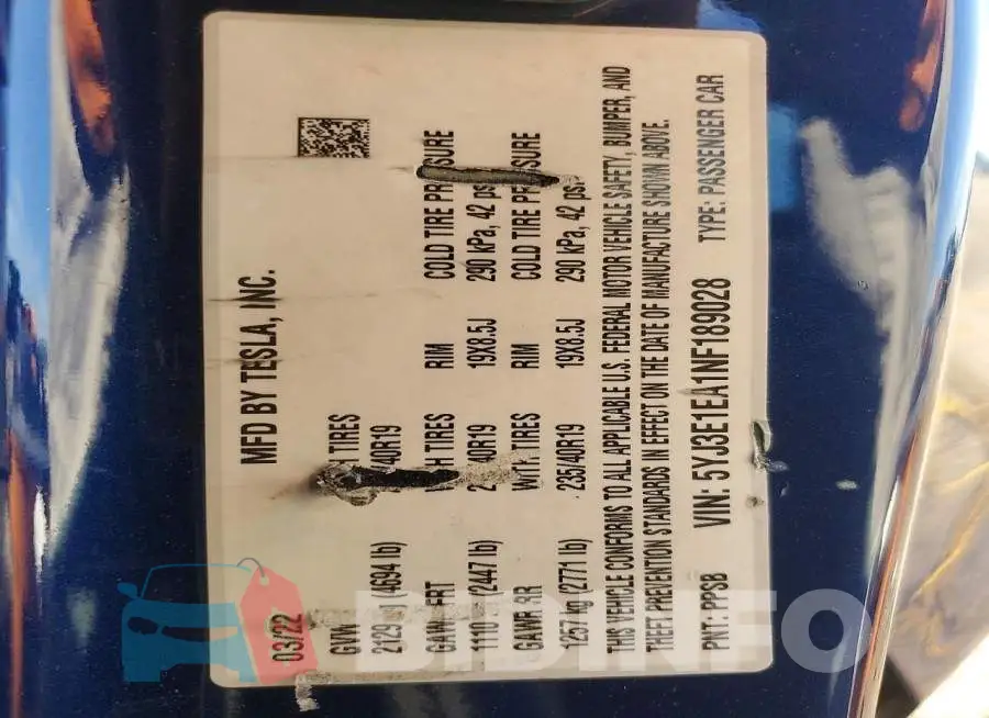 5YJ3E1EA1NF189028 Photo# 12