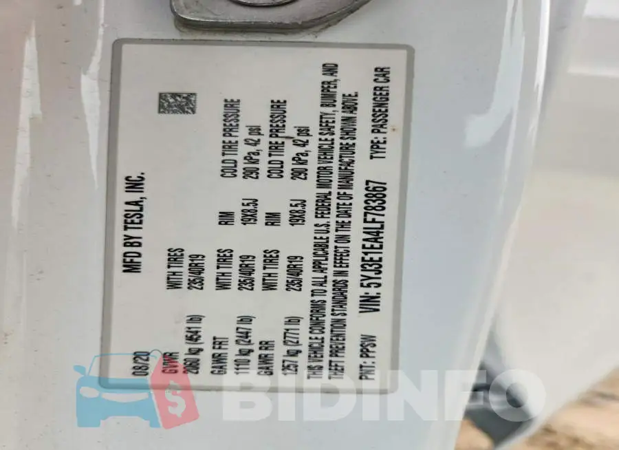 5YJ3E1EA4LF783867 Photo# 12