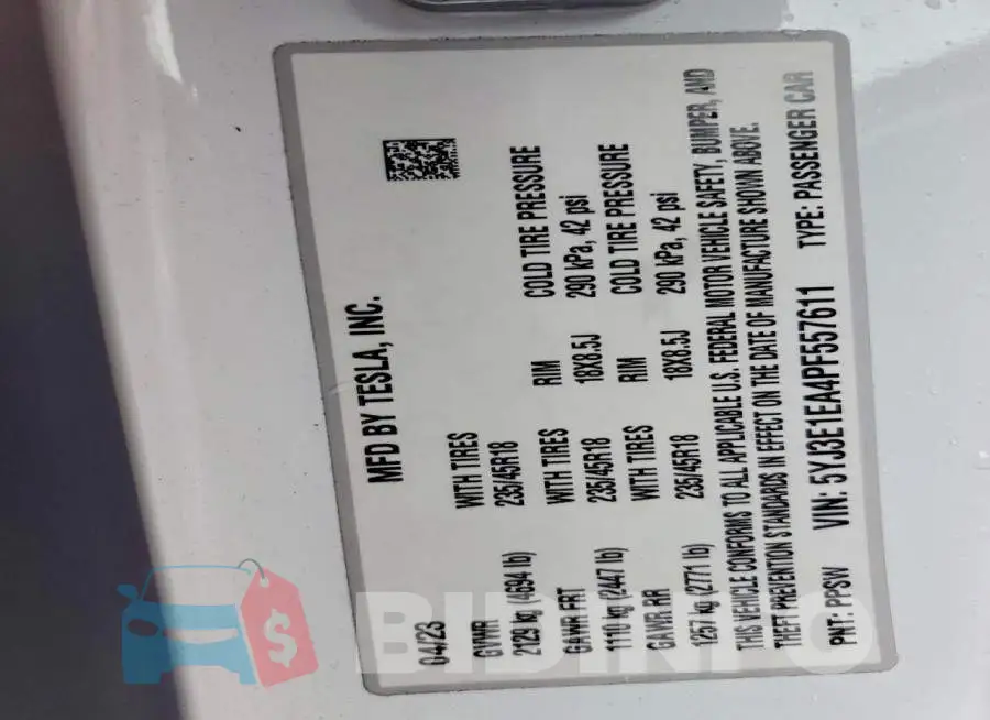 5YJ3E1EA4PF557611 Photo# 12