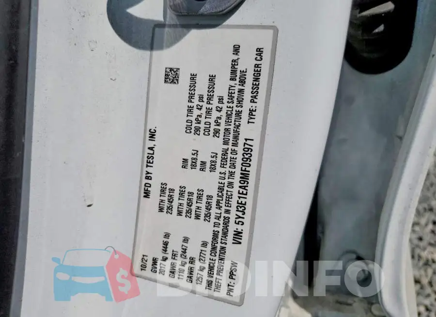 5YJ3E1EA9MF093971 Photo# 12