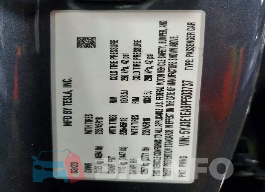 5YJ3E1EA9PF503737 Photo# 13