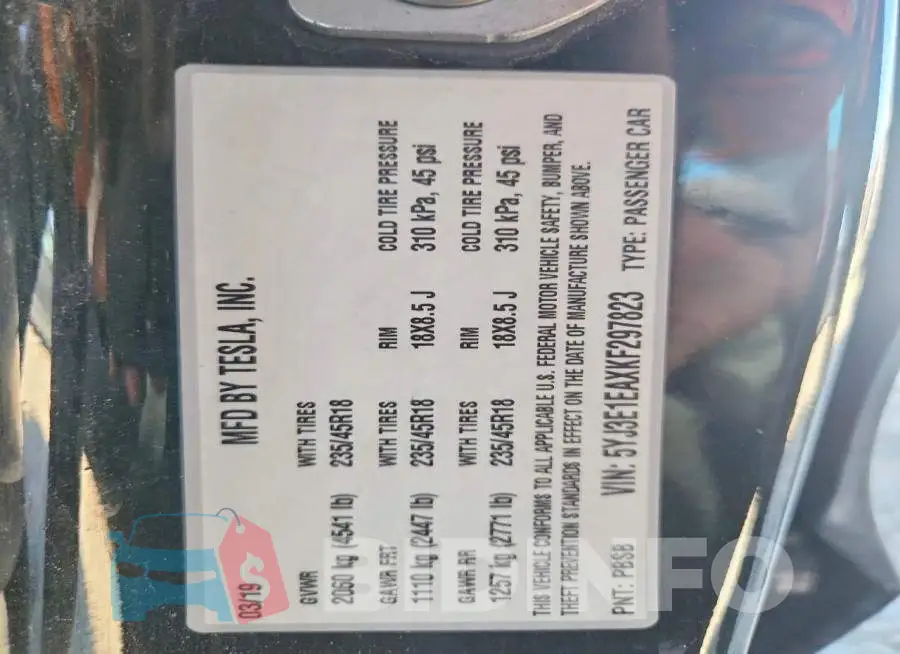 5YJ3E1EAXKF297823 Photo# 12