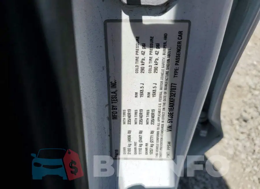 5YJ3E1EAXKF327077 Photo# 12