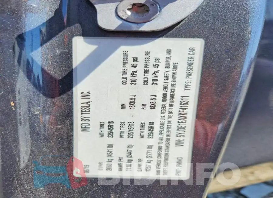 5YJ3E1EAXKF416311 Photo# 13