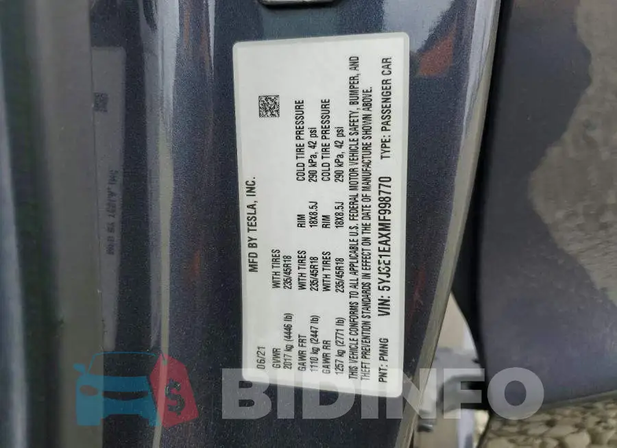 5YJ3E1EAXMF998770 Photo# 12