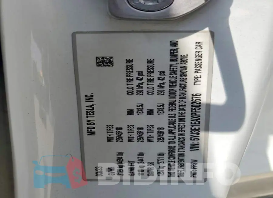 5YJ3E1EAXPF502676 Photo# 12