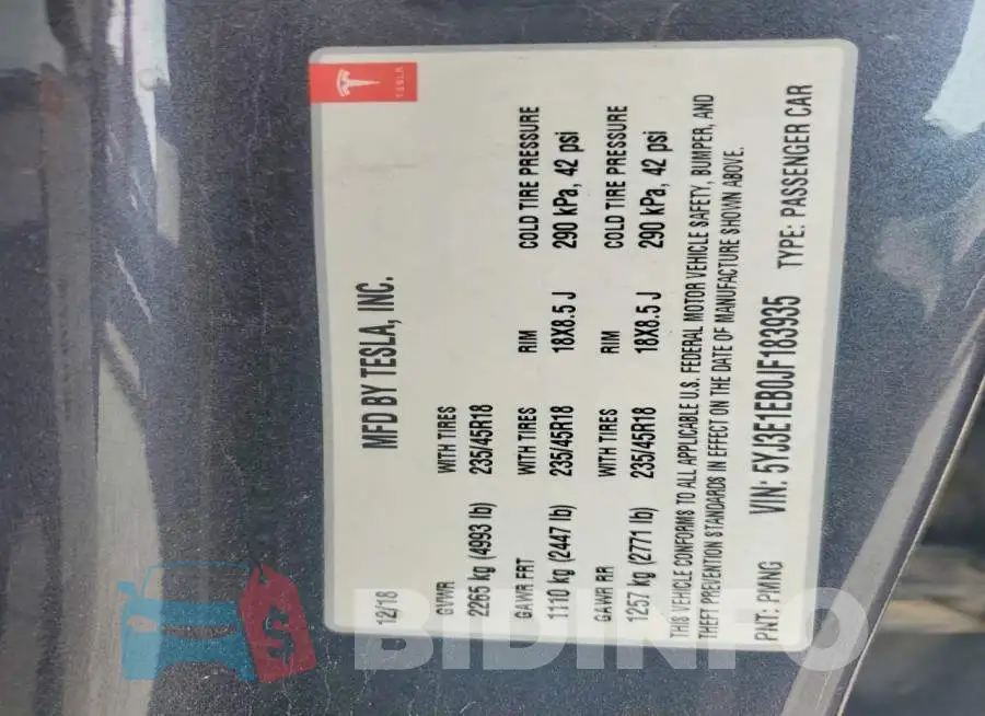 5YJ3E1EB0JF183935 Photo# 12