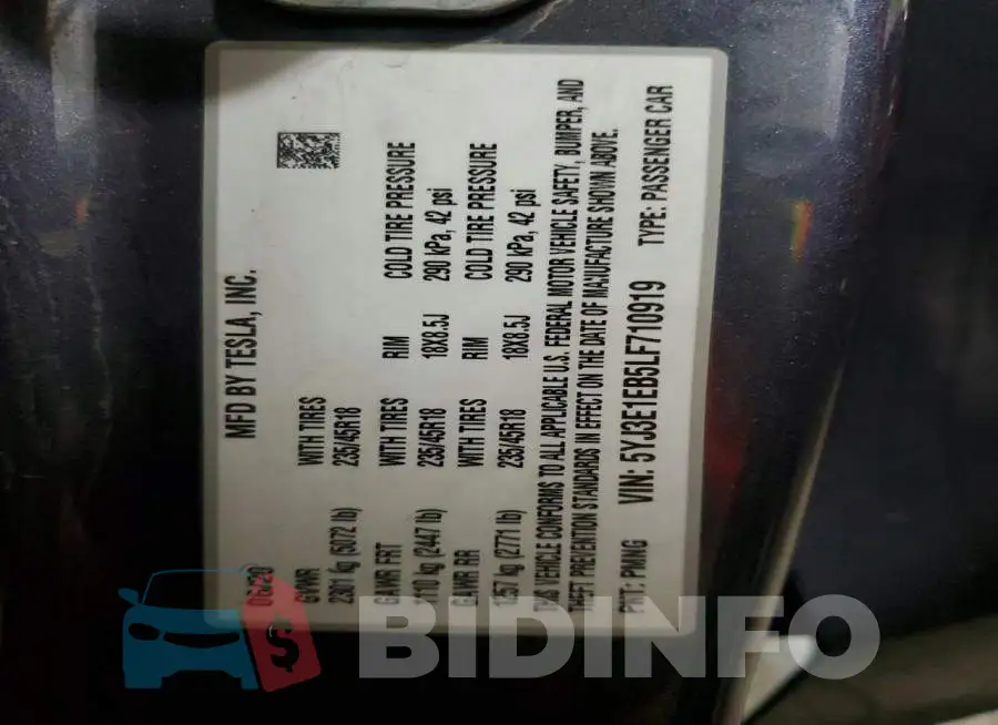 5YJ3E1EB5LF710919 Photo# 12
