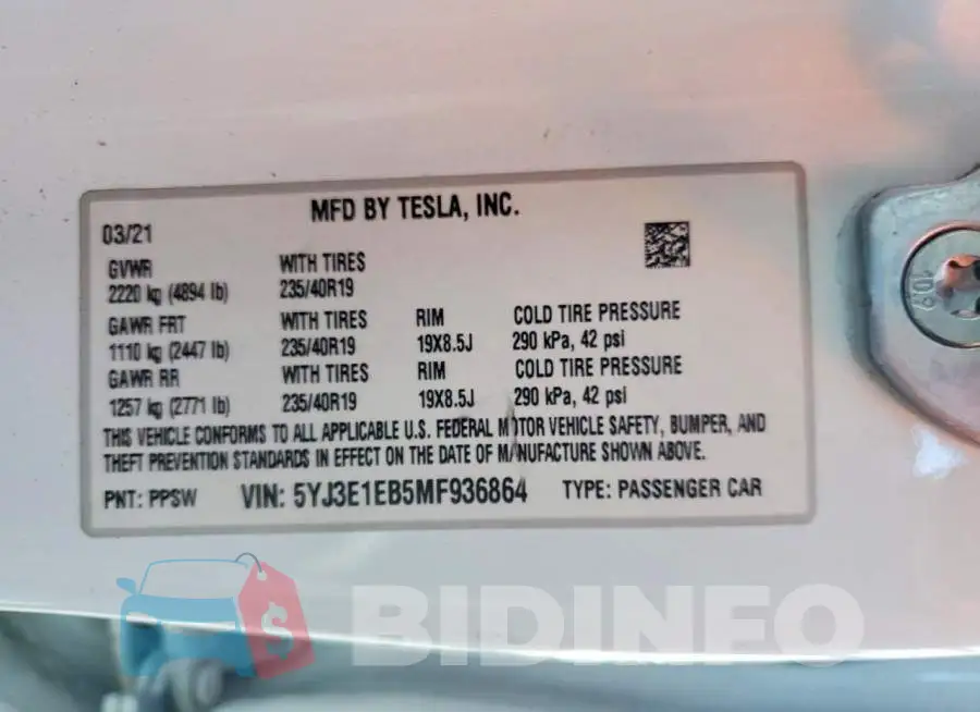 5YJ3E1EB5MF936864 Photo# 12