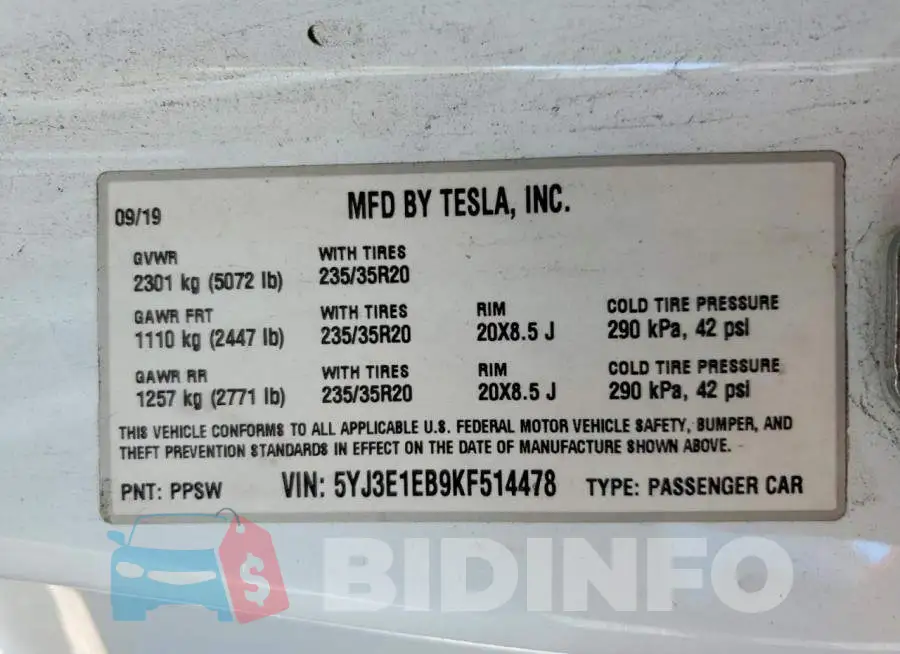 5YJ3E1EB9KF514478 Photo# 12