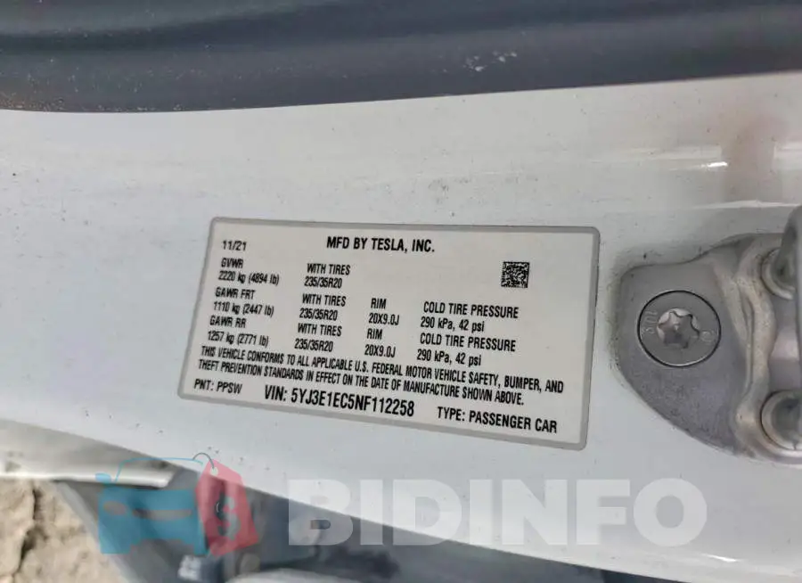 5YJ3E1EC5NF112258 Photo# 12