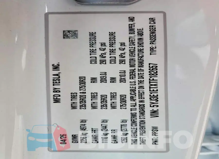 5YJ3E1ETXTF182657 Photo# 12
