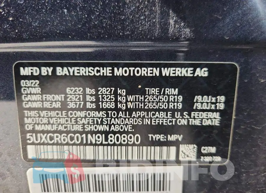 5UXCR6C01N9L80890 Photo# 13