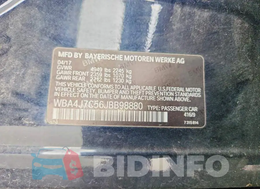 WBA4J7C56JBB98880 Photo# 13