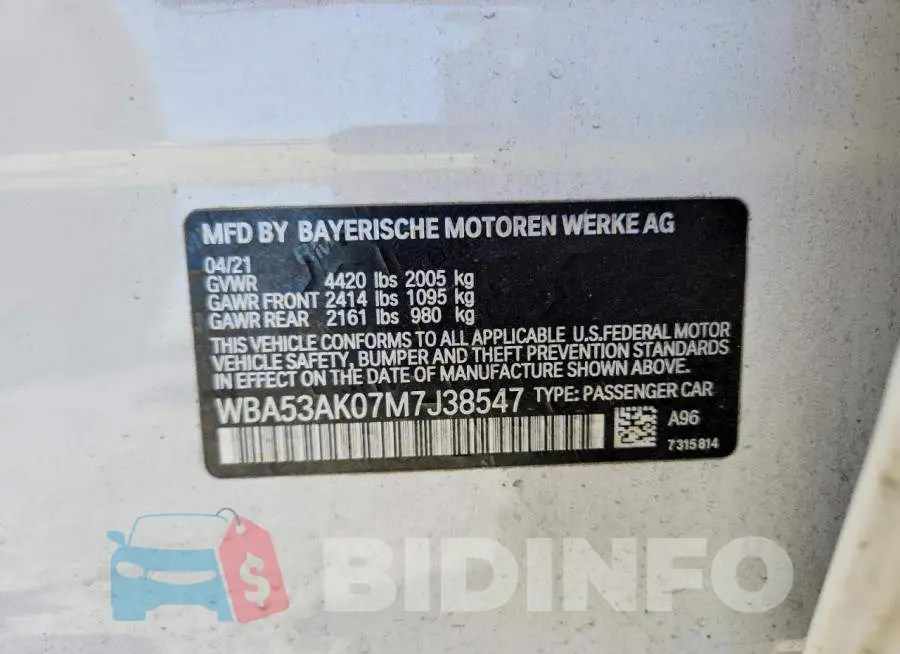 WBA53AK07M7J38547 Photo# 13