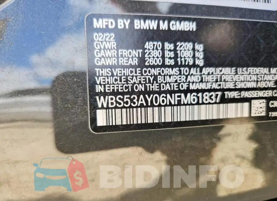 WBS53AY06NFM61837 Photo# 12