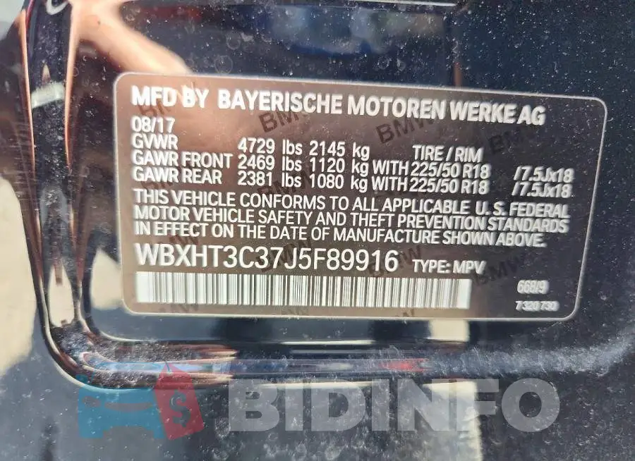 WBXHT3C37J5F89916 Photo# 13