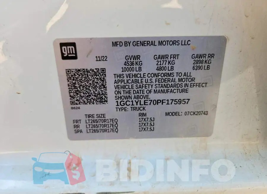 1GC1YLE70PF175957 Photo# 12