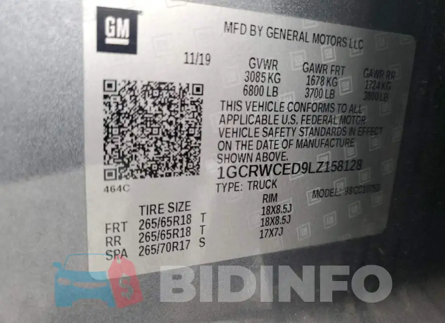 1GCRWCED9LZ158128 Photo# 12