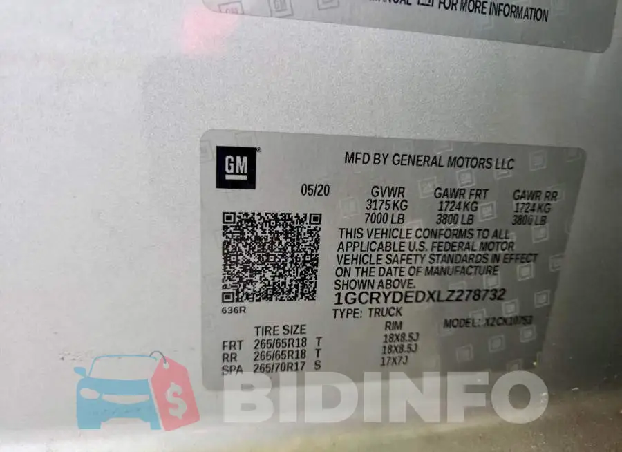 1GCRYDEDXLZ278732 Photo# 12