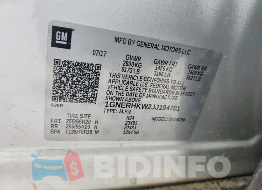 1GNERHKW2JJ104701 Photo# 13