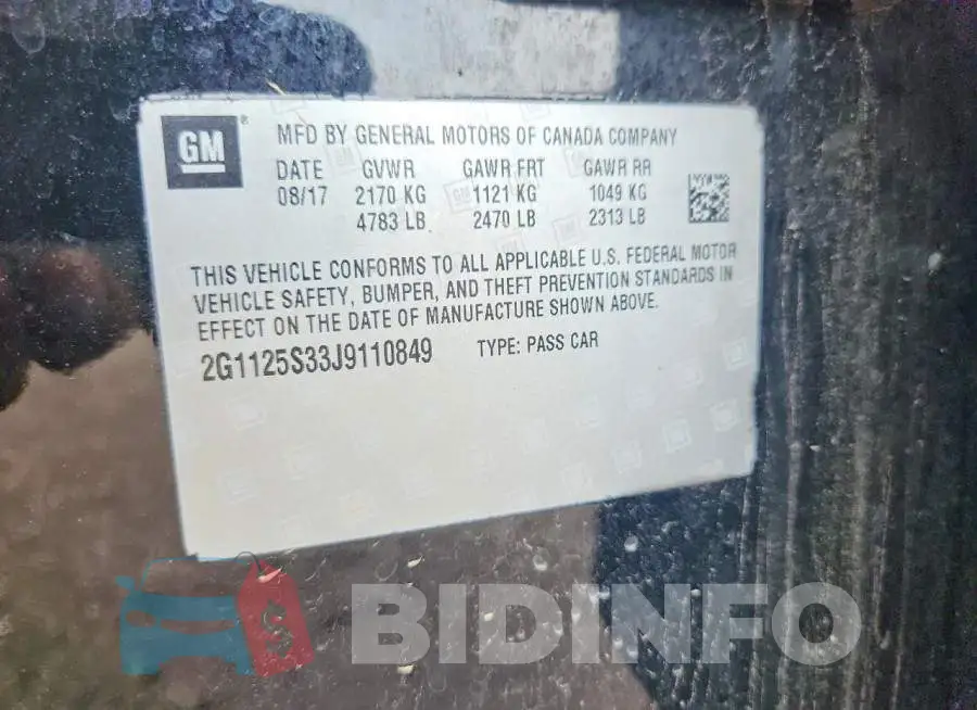 2G1125S33J9110849 Photo# 12