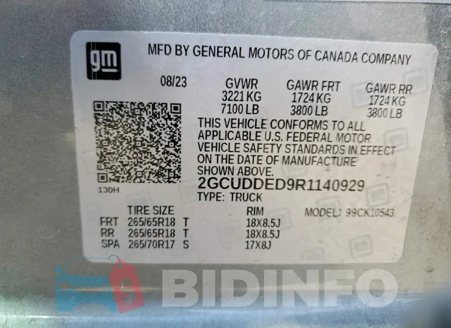 2GCUDDED9R1140929 Photo# 13