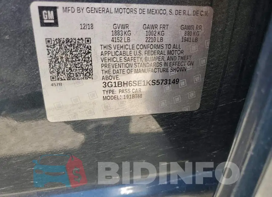 3G1BH6SE1KS573149 Photo# 13