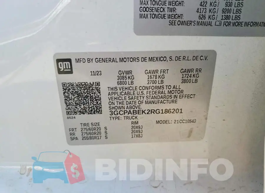3GCPABEK2RG186201 Photo# 12