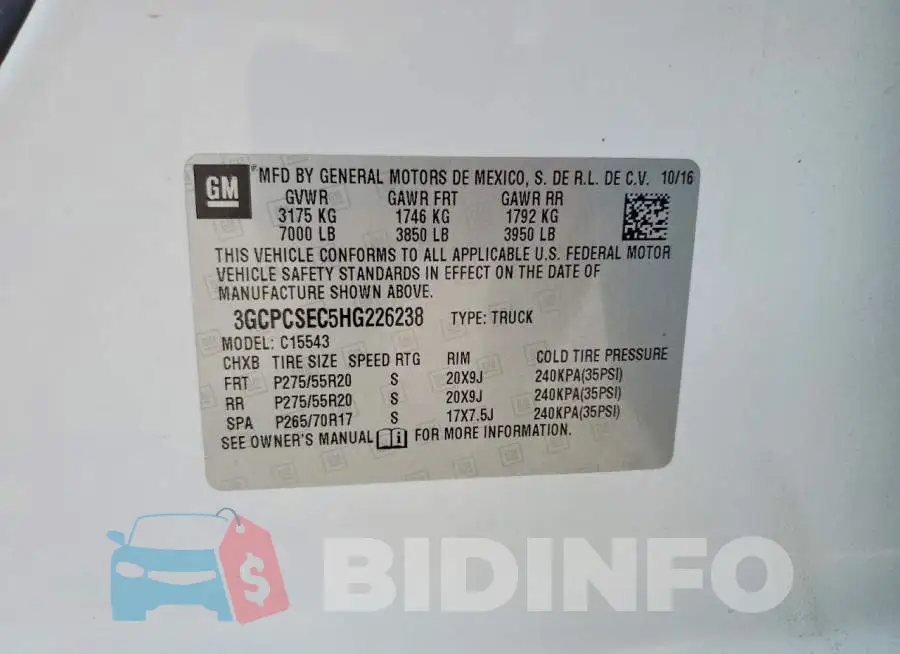3GCPCSEC5HG226238 Photo# 12