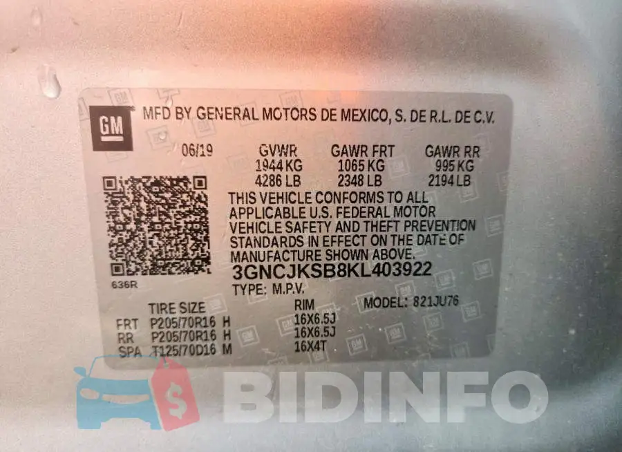 3GNCJKSB8KL403922 Photo# 13