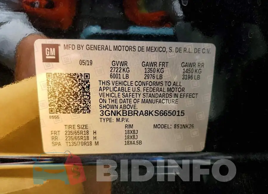 3GNKBBRA8KS665015 Photo# 12