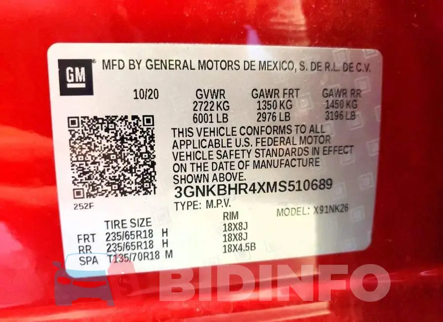3GNKBHR4XMS510689 Photo# 13