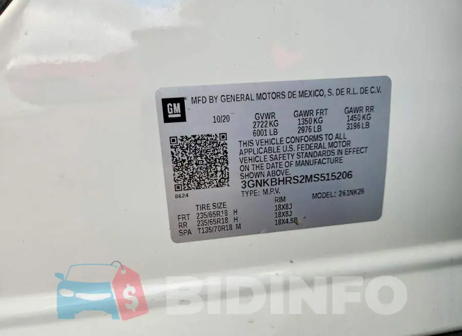 3GNKBHRS2MS515206 Photo# 13