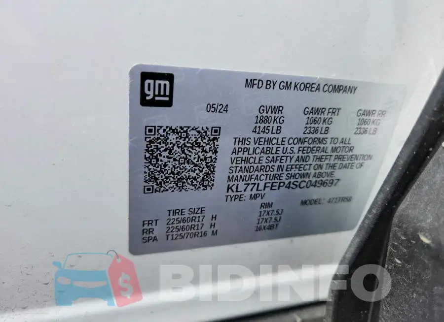 KL77LFEP4SC049697 Photo# 12