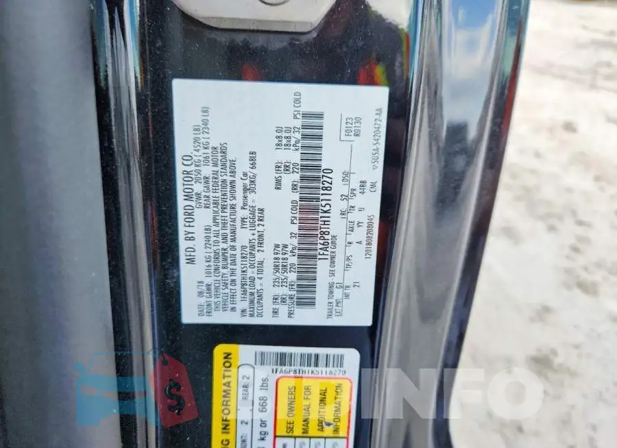 1FA6P8TH1K5118270 Photo# 13