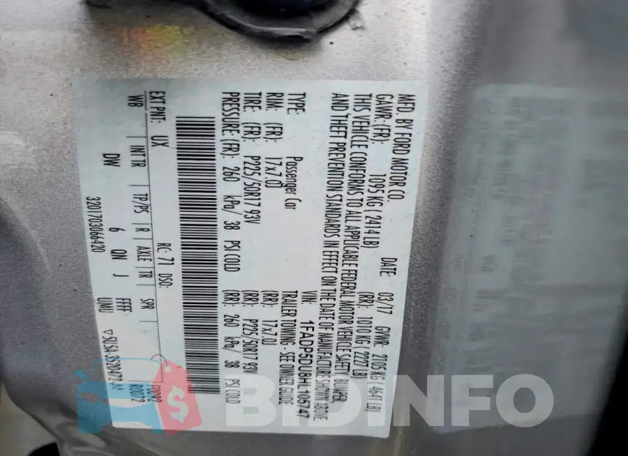 1FADP5DU8HL105747 Photo# 14