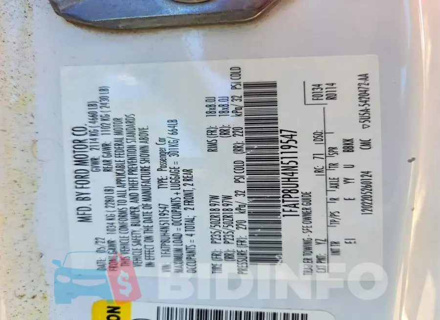 1FATP8UH4N5119547 Photo# 13